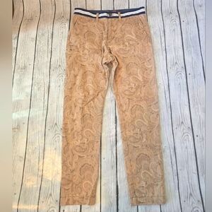 Tallia Sport Straight Leg Men's Paisley Pants Flat Front Khaki  Size 30 x 28